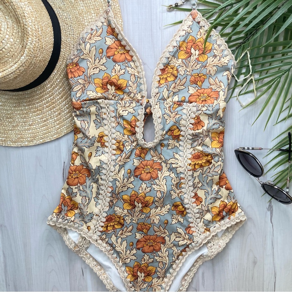 Zimmermann Crochet Keyhole One-Piece Swimsuit - Picture 1 of 8